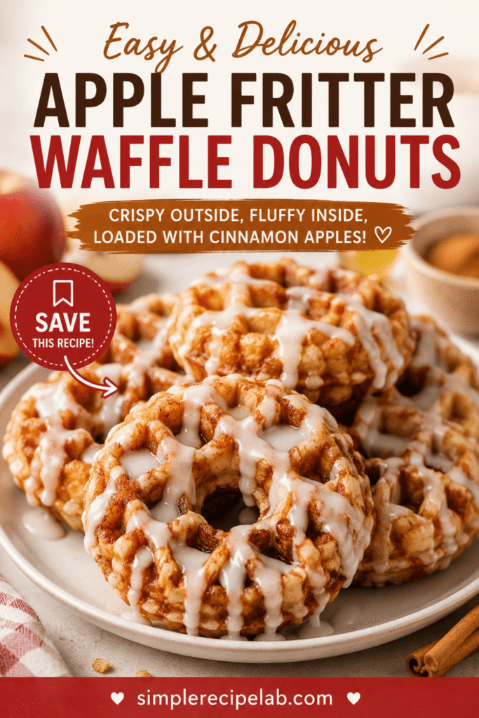 Apple Fritter Waffle Donuts Pinterest recipe pin with save button