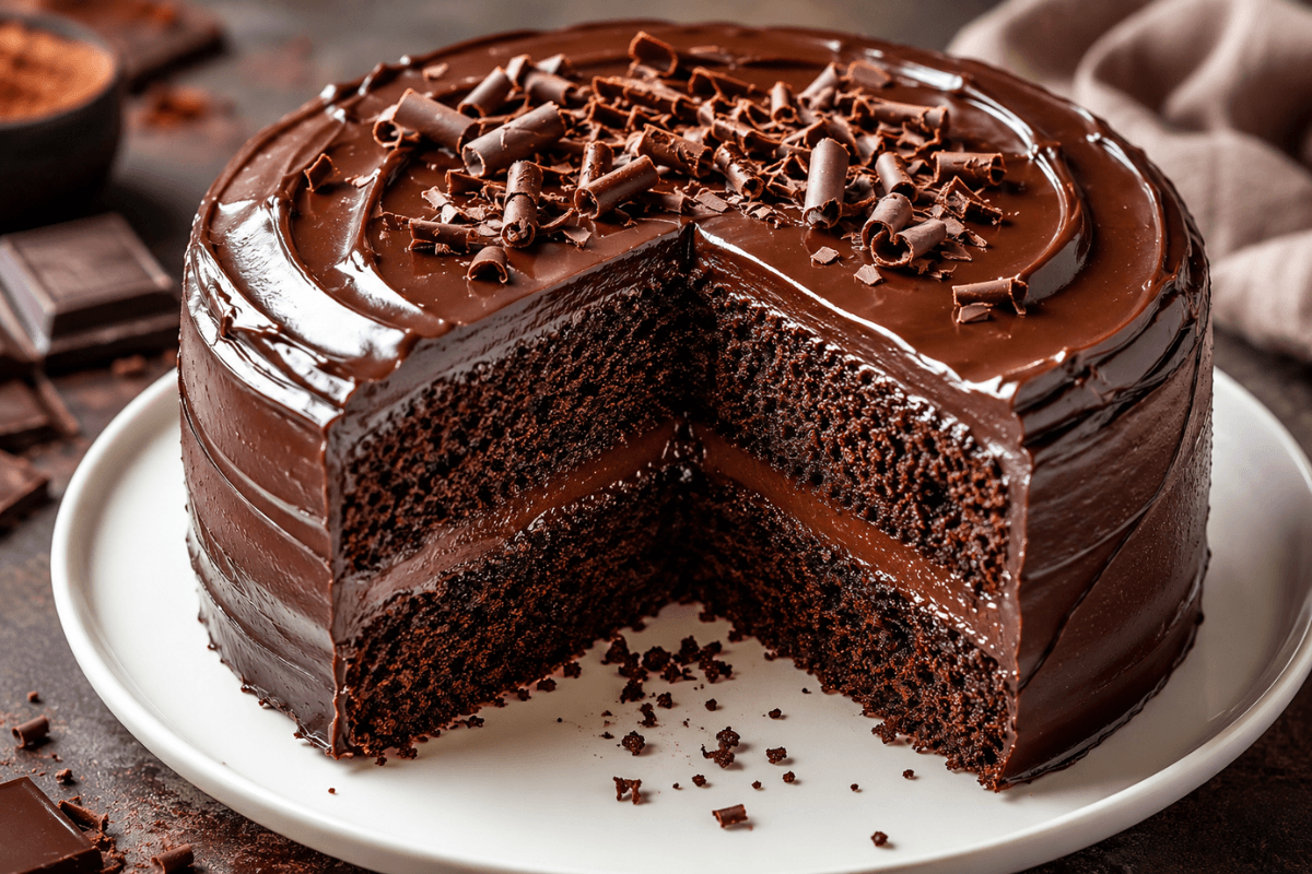 Chocolate Heaven, Easy & Decadent homemade chocolate cake with silky chocolate ganache